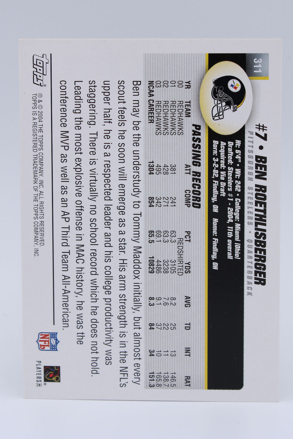 Roethlisberger Ben 311